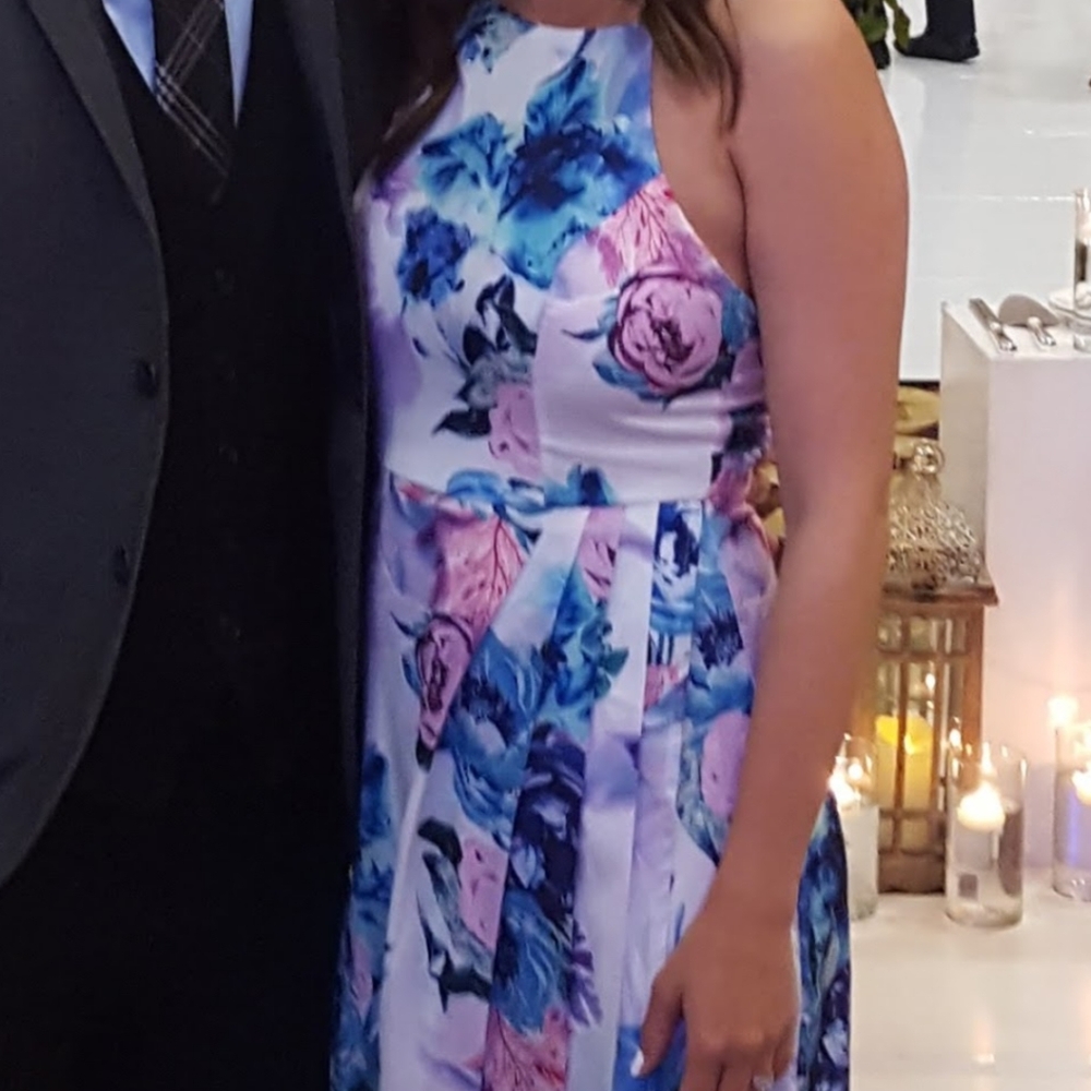 Ginger Fizz Asos Floral Blue Pink Asymmetrical Strappy Dress